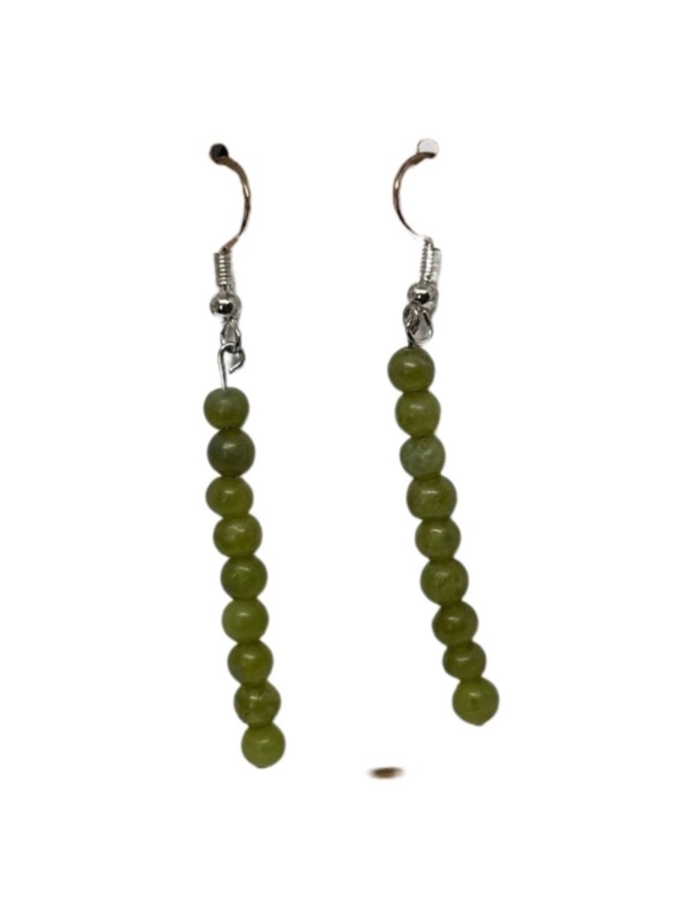 Green stone earrings long dangling handmade